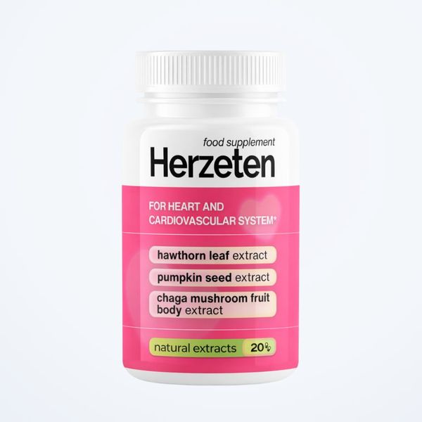 Fehér Herzeten flakon rózsaszín címkével, 20 kapszula